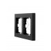 Рамка двойная горизонтальная черная Lezard серия Vesna 742-4200-147 фото 2